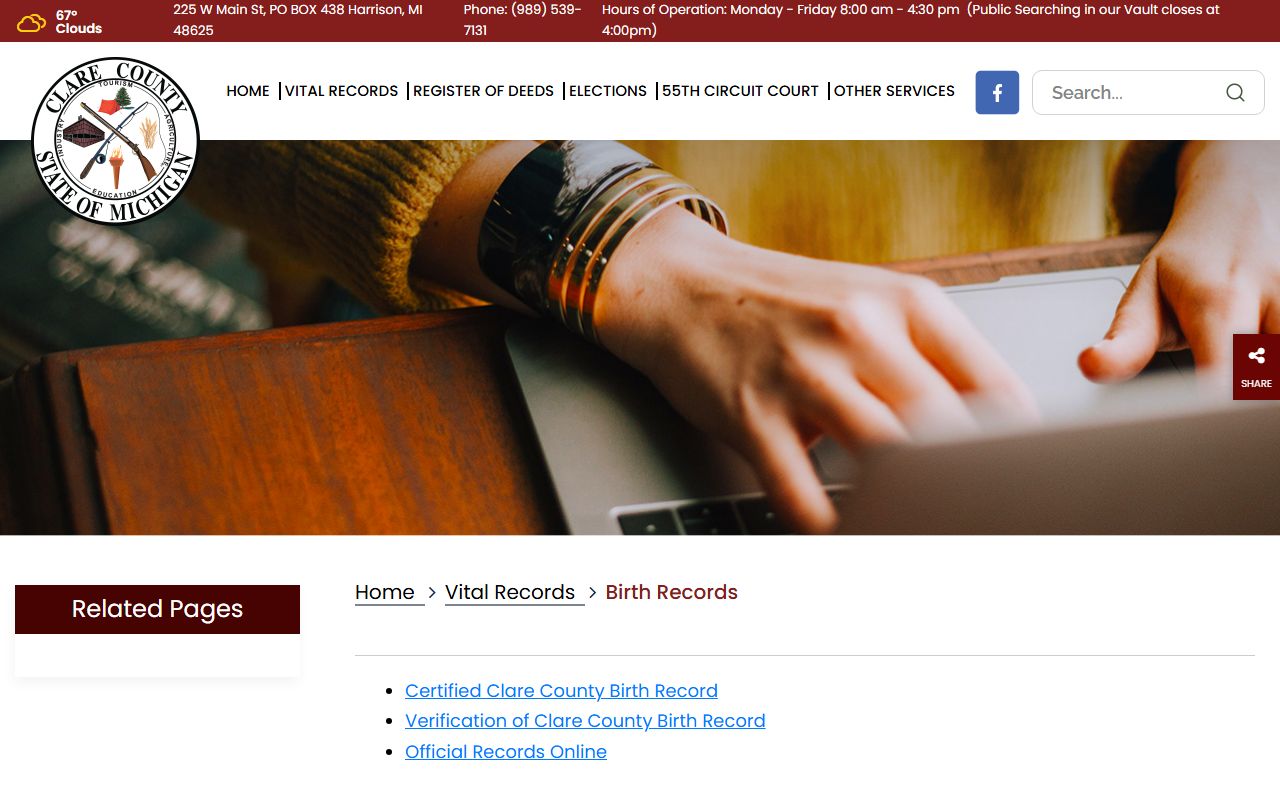 Clare County clerk birth records