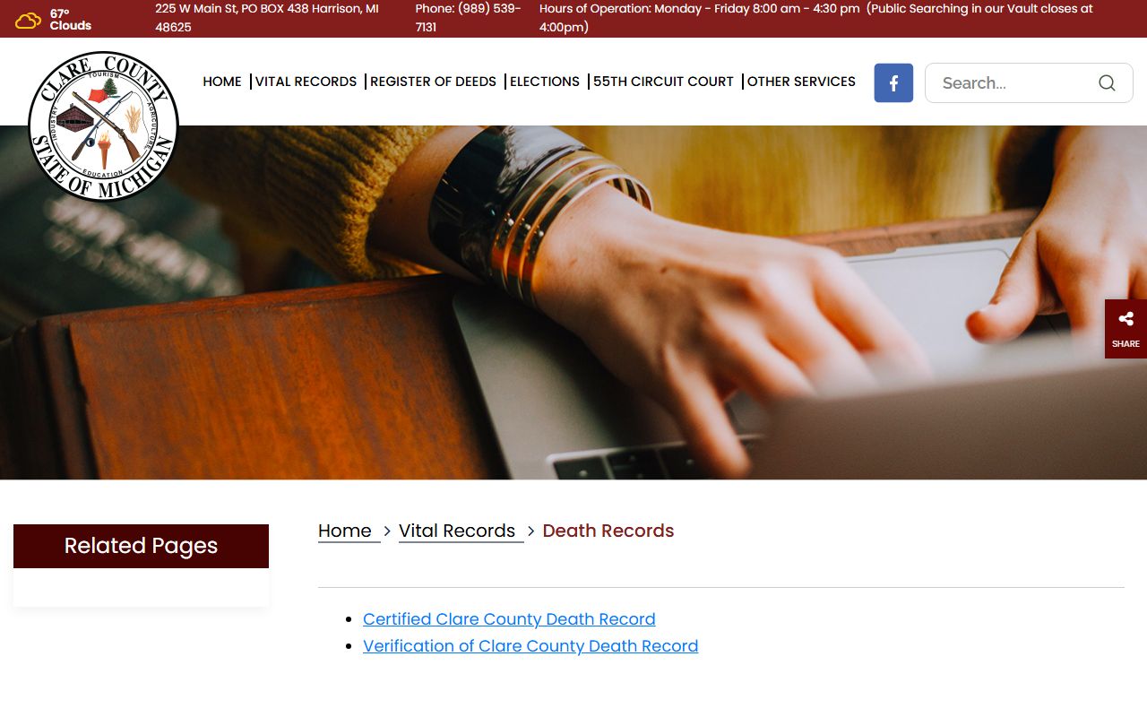 Clare County clerk death records
