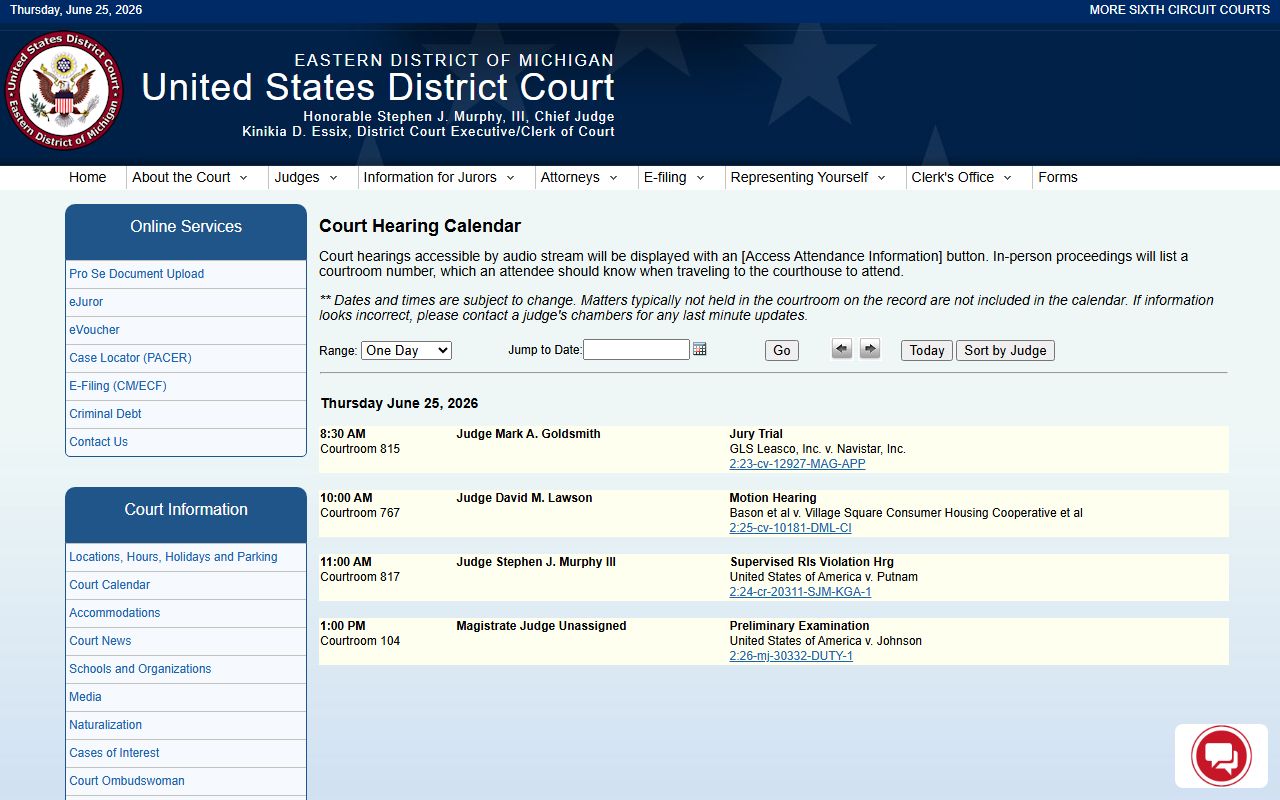 Clare County court dockets