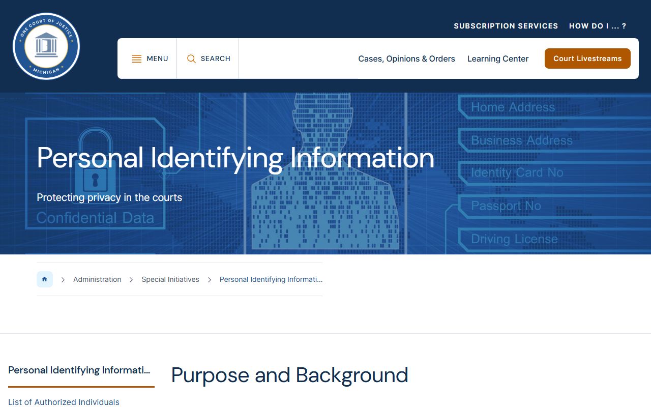 Clare County court records protected personal information rules