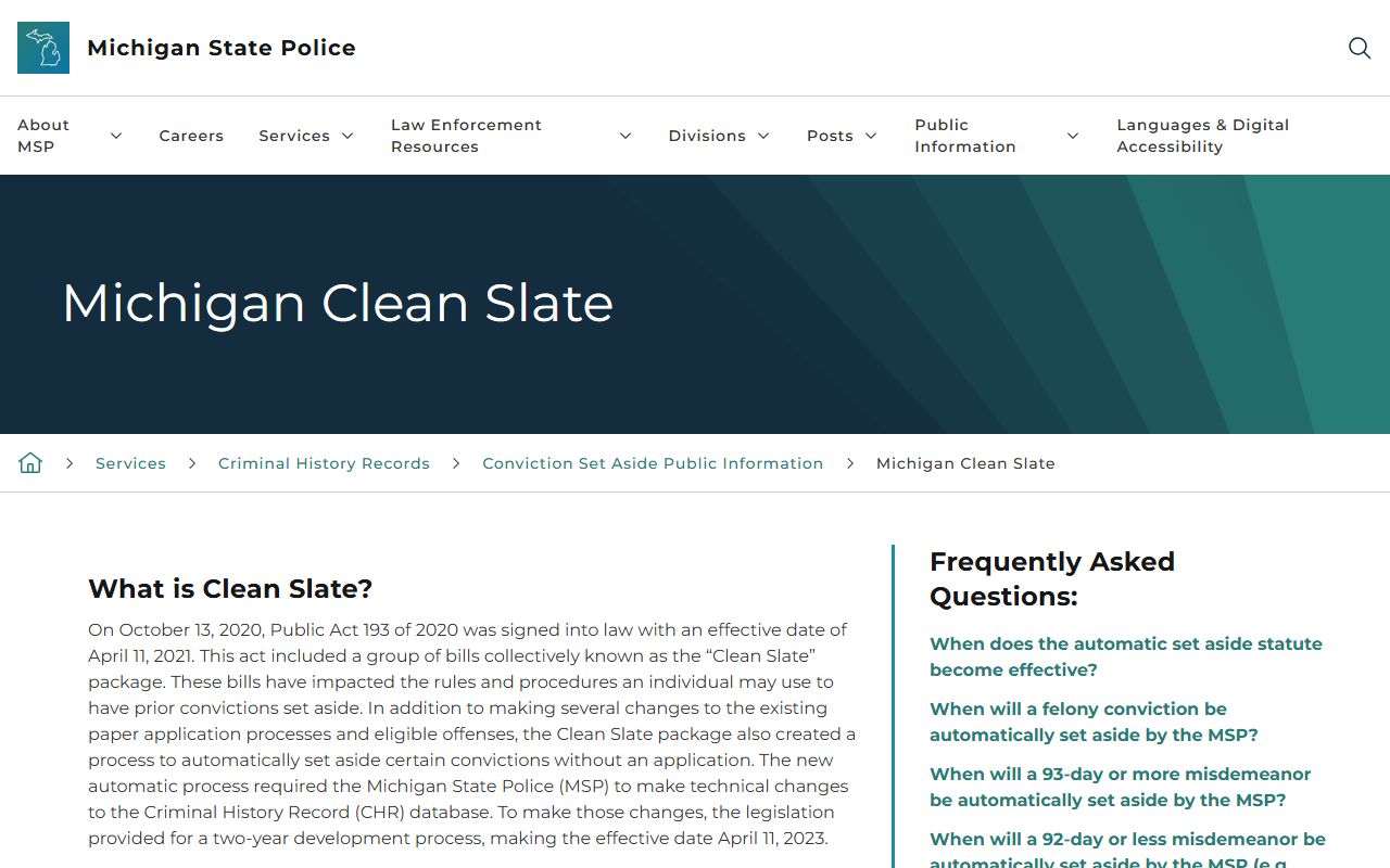 Clare County criminal court records Michigan Clean Slate program