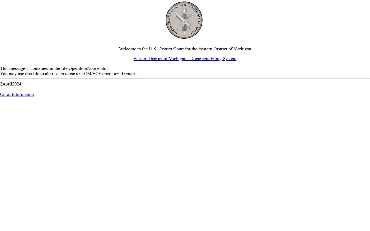 Clare County circuit court federal CM/ECF court records