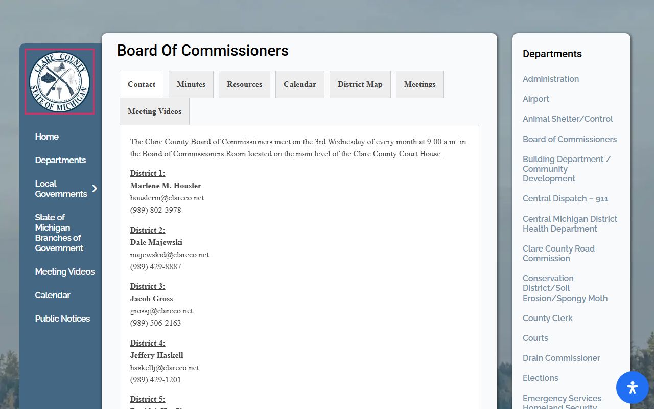 Clare County court records and county board of commissioners