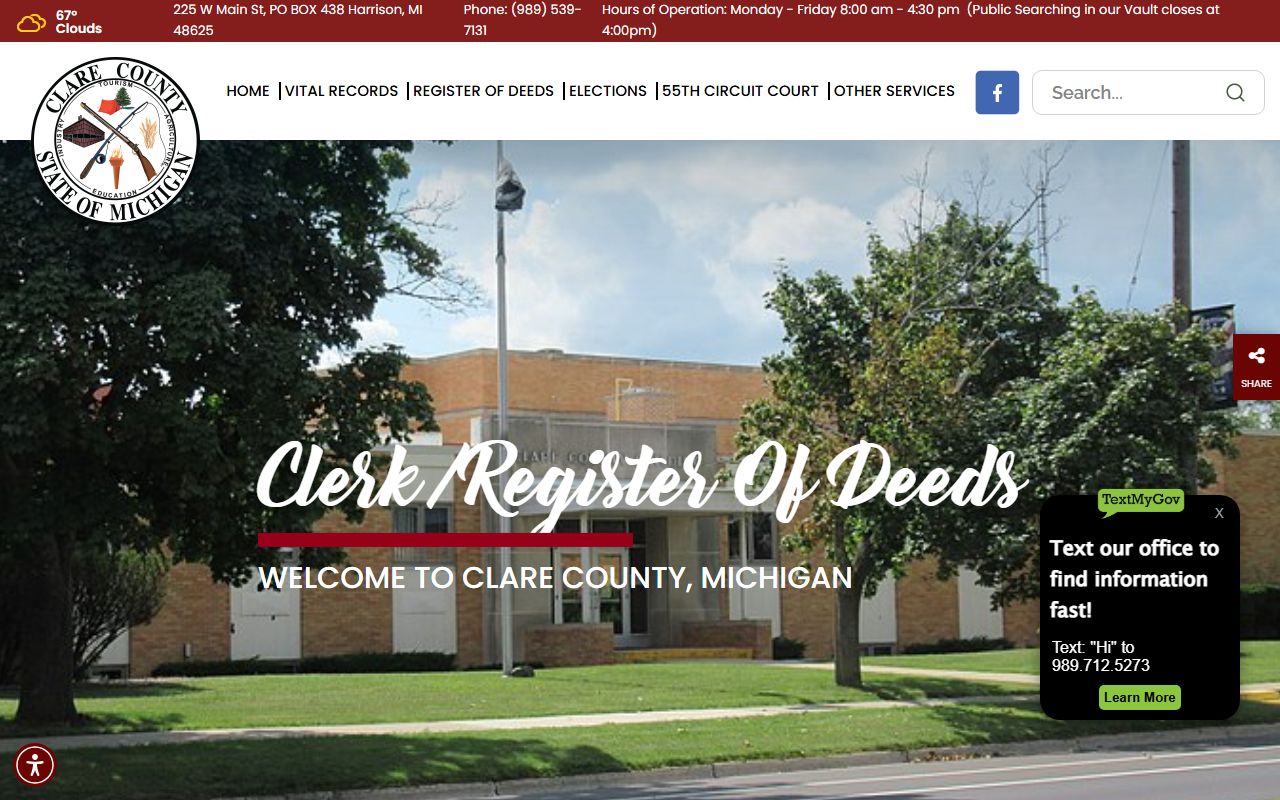 Clare County court records marriage and vital records clerk office