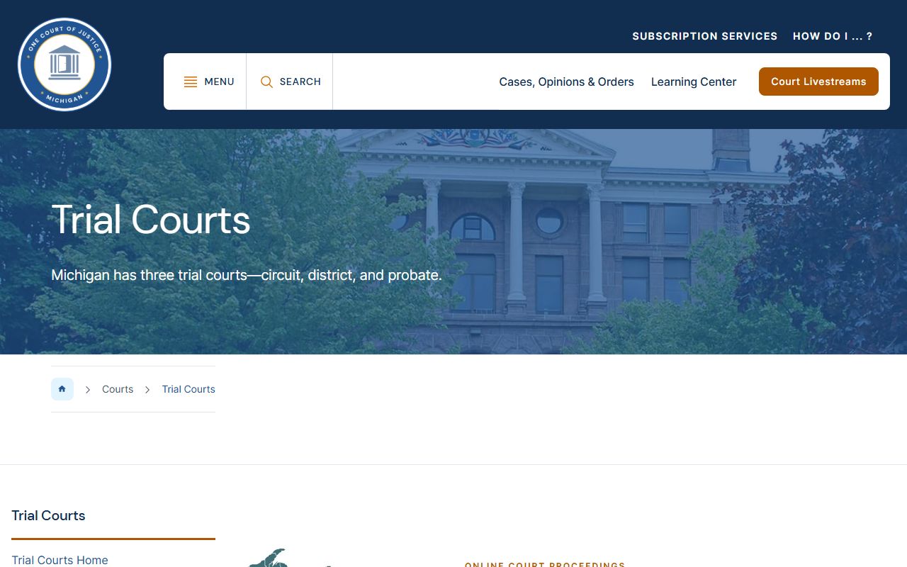 Clare County court records fields and trial court structure