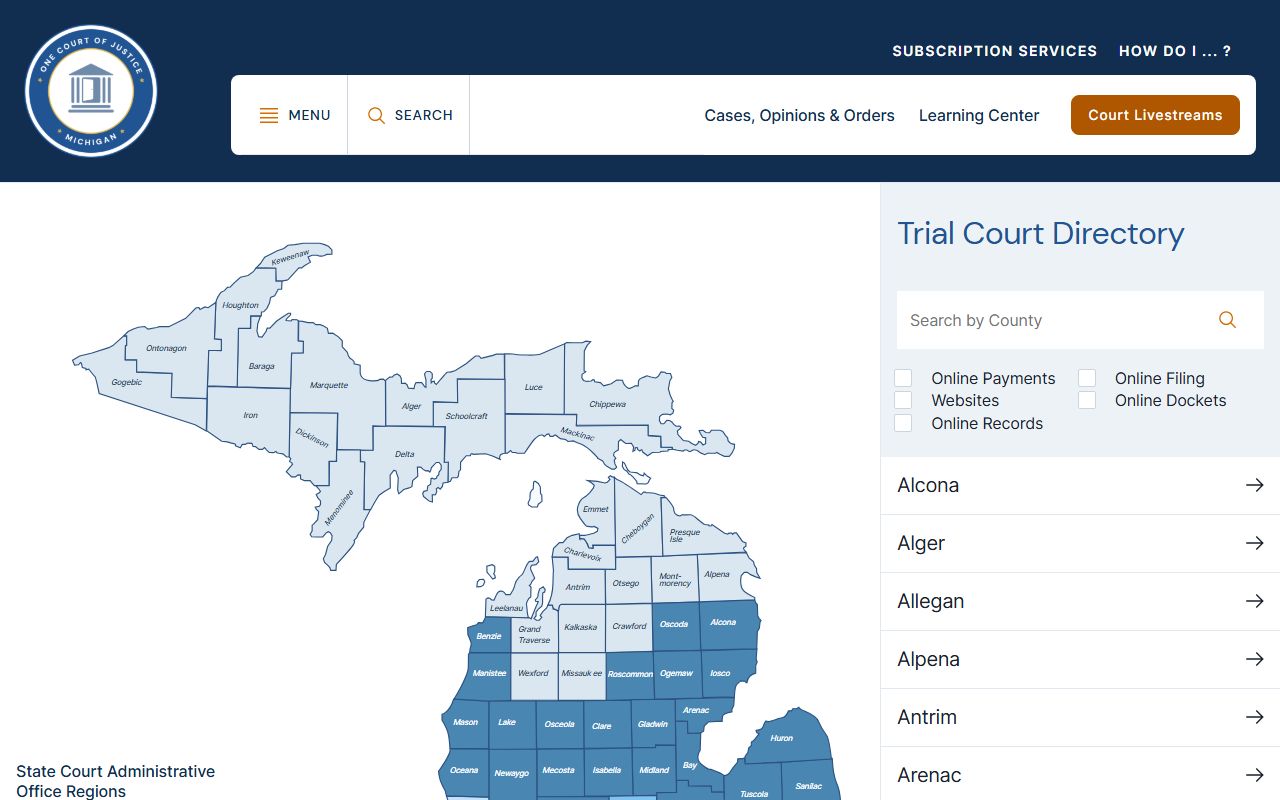 Clare County court records public access and trial court directory