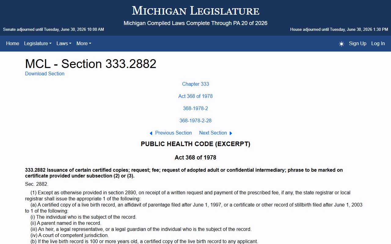 Clare County probate records certified copy authority statute